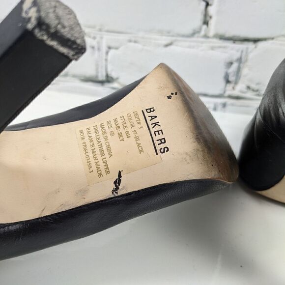 BAKERS black leather high heel pumps pointed toe size 6B - Picture 7 of 8